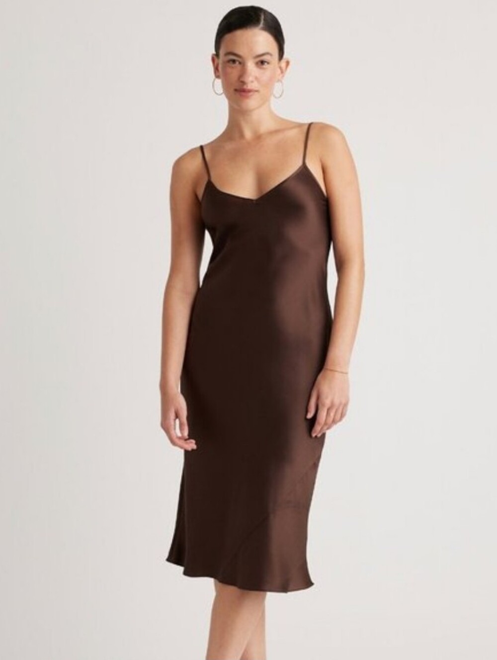 Quince Washable Silk Slip Dress Hot Fudge Size Small